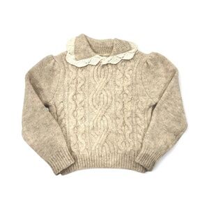 ZARA Cream Knit Cableknit Collar Sweater